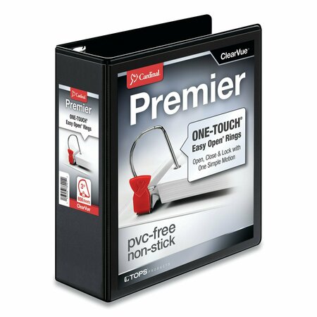 Cardinal 3" Clear View D-Ring Binder, Easy Open, Black 10331